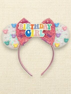 Pastel Mickey Bead Birthday Girl Minnie Ears | Disney-Inspired Mouse Ears